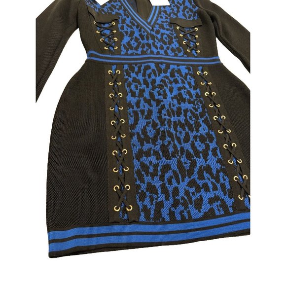Balmain Blue and Black Mini Dress - Picture 6 of 16
